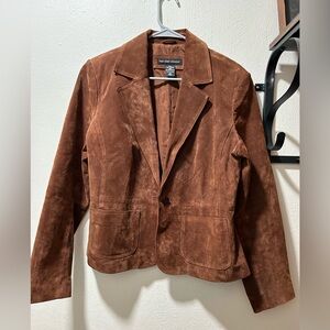 EUC Womens New York & Company 100% Suede Leather Jacket Blazer Size 14